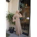 Ruffled Two Suit Abaya Mink