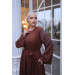 Stone Embroidered Abaya With Hidden Bolts And Sleeves Bitter Brown