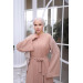 Mink Abaya With Hidden Bolts And Stone Embroidered Sleeves