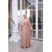 Mink Abaya With Hidden Bolts And Stone Embroidered Sleeves