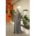 Coated Buttoned Ribbed Ababia Gray