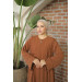 Coated Buttoned Ribbed Ababia Brown