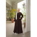 Abaya With Sleeves And Front Piping Bitter Brown