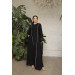 Abaya With Sleeves And Front Piping In Black