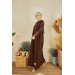 Abaya With Stone Sleeves Bitter Brown