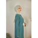 Abaya With Stone Sleeves Petrol