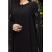 Abaya With Stone Sleeves Black