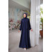 Medina Silk Prayer Dress With Shawl Navy Blue