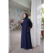 Medina Silk Prayer Dress With Shawl Navy Blue