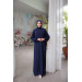 Medina Silk Prayer Dress With Shawl Navy Blue