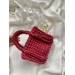 Womens Handbags In Combed Cotton With Burgundy Fringes