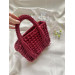 Womens Handbags In Combed Cotton With Burgundy Fringes