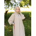 Decorative Overlocked Abaya With Robe Beige