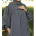 Robe Ornamental Overlocked Abaya Gray