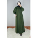 Robe Ornamental Overlocked Abaya Khaki