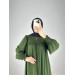 Robe Ornamental Overlocked Abaya Khaki