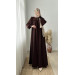 Robe Ornamental Overlocked Abaya Brown