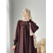 Robe Ornamental Overlocked Abaya Brown