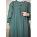 Decorative Overlocked Abaya With Robe Green