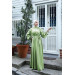 Hijab Shirt Neck Loose Dress Pistastic Green