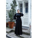 Hijab Shirt Collar Loose Dress Black