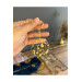 Gold Leaf Round Epoxy Keychain, Transparent