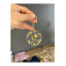 Gold Leaf Round Epoxy Keychain, Transparent