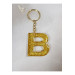 ميدالية مفاتيح ايبوكسي ذهبية لامعة برسم حرف B