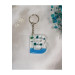 Letter B Blue Floral Epoxy Keychain, Transparent