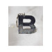 Letter B Black Silver Hologram Epoxy Keychain, Transparent