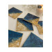 Large Size Gold Leaf Patterned Epoxy Tray Coaster Set, Dark Blue