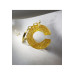 Letter C Gold Glitter Epoxy Keychain, Transparent