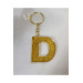 Letter D Gold Glitter Epoxy Keychain, Transparent