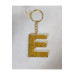 Letter E Gold Glitter Epoxy Keychain, Transparent