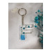 Letter F Blue Floral Epoxy Keychain, Transparent