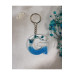 Letter G Blue Floral Epoxy Keychain, Transparent