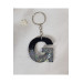 Letter G Black Silver Hologram Epoxy Keychain, Transparent