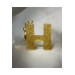Letter H Gold Glitter Epoxy Keychain, Transparent
