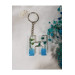 Letter H Blue Floral Epoxy Keychain, Transparent