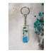 Letter I Blue Floral Epoxy Keychain, Transparent