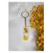 Letter I Yellow Floral Epoxy Keychain, Transparent