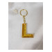 ميدالية مفاتيح ايبوكسي بشكل حرف L ذهبي لامع