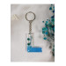 Letter L Blue Floral Epoxy Keychain, Transparent
