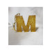 Letter M Gold Glitter Epoxy Keychain, Transparent