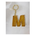 Letter M Gold Glitter Epoxy Keychain, Transparent