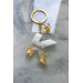 Gold Leaf Letter Keychain With Mini Heart Attachment, Transparent