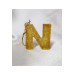 Letter N Gold Glitter Epoxy Keychain, Transparent