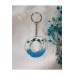Letter O Blue Floral Epoxy Keychain, Transparent