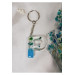 Letter P Blue Floral Epoxy Keychain, Transparent