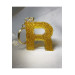 Letter R Gold Glitter Epoxy Keychain, Transparent